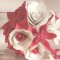 Bouquet original remariage rouge blanc origami fleurs de papier "Crazy Love"