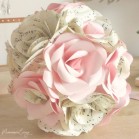 Bouquet de mariée original fleurs partition de musique  et rose " Jeannette"