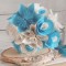 Bouquet de mariée papier bleu turquoise blanc origami "Crazy Love"
