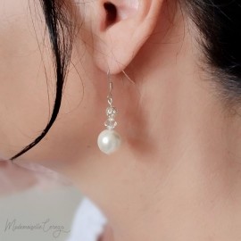 Boucles d'oreille mariage perle chic originales cristal Swarovski "Olympe"