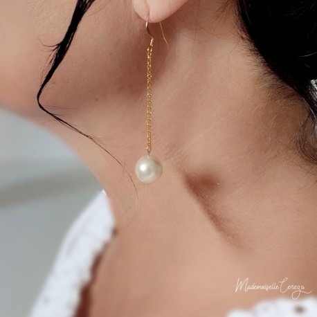 Boucles d'oreilles pour mariée modèle Osmose avec fleurs en porcelaine