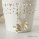 Boucles mariee élégantes feuillage et perle nacrée "Giorgia" - thème champêtre chic