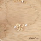 Bracelet mariée élégant fleur perles plaqué or ou argent "Awena"  Bijou mariage personnalisable