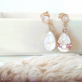 Boucles d'oreille mariée avec goutte strass Swarovski transparent - "Letizia"