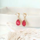 Boucles d'oreille mariée cristal rouge Swarovski - "Letizia"