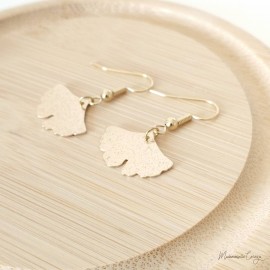 Boucles d'oreille feuille de Ginkgo mariage champêtre feuille  Bijou mariage 