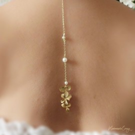 Collier de dos fleur pour robe de mariée dos nu "Awena"  Bijou mariage