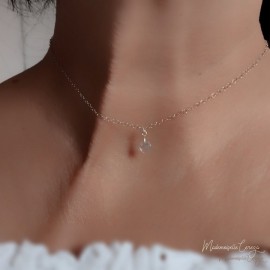 Collier dos nu pendentif cristal Swarovski "Aubrey" - Bijou mariage