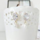 Boucles mariee avec perle poire et strass cabochon tendance minimaliste  "Octavia"