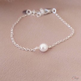 Bracelet mariée perle solitaire tendance minimaliste "Lou"  Bijou mariage 