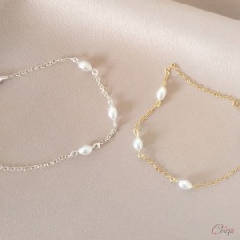 Bracelet mariée délicat perles grain de riz "Bergamote"  Bijoux mariage 