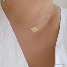 Collier pendentif gingko - Bijou précieux 