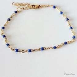 Bracelet fin petites perles bleu - Bijou précieux
