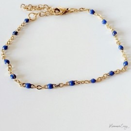 Bracelet fin petites perles bleu - Bijou précieux