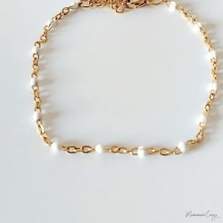 Bracelet fin petites perles blanc - Bijou précieux