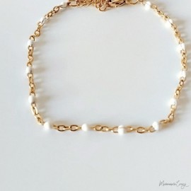 Bracelet fin petites perles blanc - Bijou précieux