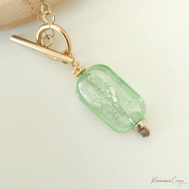 Collier Alia pendentif vert et or - Bijou créateur