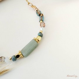 Collier aventurine et perles verre de bohème Zéphyr - Bijou pierre semi-précieuse