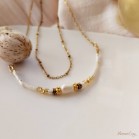 Collier Harmonie or et blanc, perle de culture & perles de verre - Bijou pierre semi-précieuse