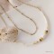 Collier Harmonie or et blanc, perle de culture & perles de verre - Bijou pierre semi-précieuse