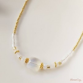 Collier opalite et doré Opalita - Bijou créateur