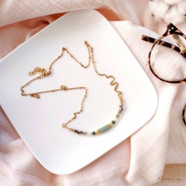 Collier aventurine et perles verre de bohème Zéphyr - Bijou pierre semi-précieuse