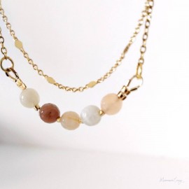 Collier double rang Lunaïa - Pierre de lune bohème chic