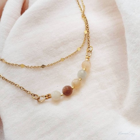 Collier double rang Lunaïa - Pierre de lune bohème chic