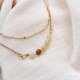Collier double rang Lunaïa - Pierre de lune bohème chic
