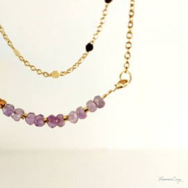 Collier double rang Amélia - Améthyste bohème chic