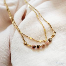 Collier double rang Rosalia - Rhodochrosite bohème chic