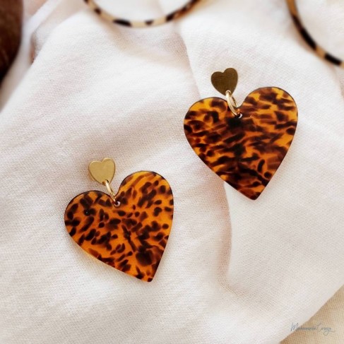 Boucles d'oreilles "Cœur Sauvage" - Bijou tendance inspiration léopard 