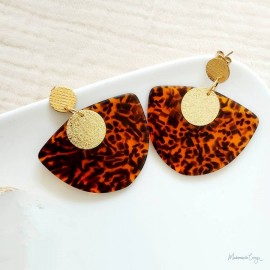 Boucles d'oreille géométriques léopard "Eclat Sauvage" - Bijou tendance inspiration sauvage