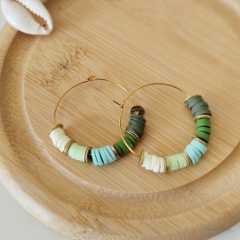 Créoles vertes dégradé "Candy Summer" Boucles d'oreille bohèmes