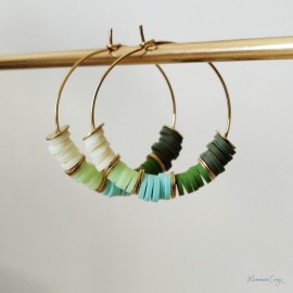 Créoles vertes dégradé "Candy Summer" Boucles d'oreille bohèmes