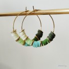 Créoles vertes dégradé "Candy Summer" Boucles d'oreille bohèmes
