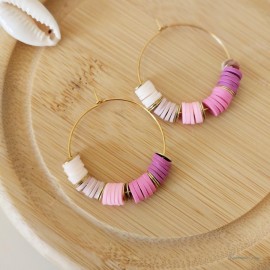 Créoles rose dégradé "Candy Summer " Boucles d'oreille bohèmes