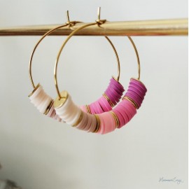 Créoles rose dégradé "Candy Summer " Boucles d'oreille bohèmes