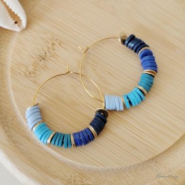 Créoles dégradé de bleu "Candy Summer " Boucles d'oreille bohèmes
