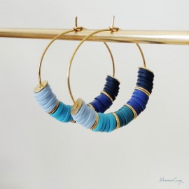 Créoles dégradé de bleu "Candy Summer " Boucles d'oreille bohèmes