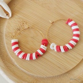 Boucles oreille marinière rouge blanc "Candy Summer " Boucles d'oreille bohèmes
