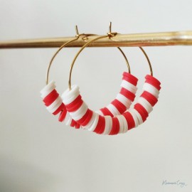 Boucles oreille marinière rouge blanc "Candy Summer " Boucles d'oreille bohèmes