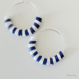 Boucles oreille marinière bleu blanc "Candy Summer " Boucles d'oreille bohèmes