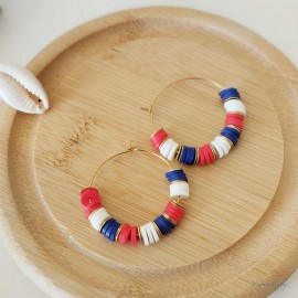 Boucles oreille bleu blanc rouge style marinière "Candy Summer " Boucles d'oreille bohèmes