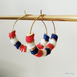 Boucles oreille bleu blanc rouge style marinière "Candy Summer " Boucles d'oreille bohèmes