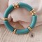 Bracelets joncs élastiques assortis bleu vert crème  "Ocean vibes"