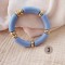 Bracelets joncs élastiques assortis bleu vert crème  "Ocean vibes"
