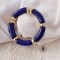 Bracelets joncs élastiques assortis bleu vert crème  "Ocean vibes"