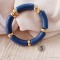 Bracelets joncs élastiques assortis bleu vert crème  "Ocean vibes"