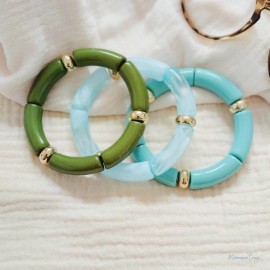 Bracelets élastiques vert assortis  "Garden"